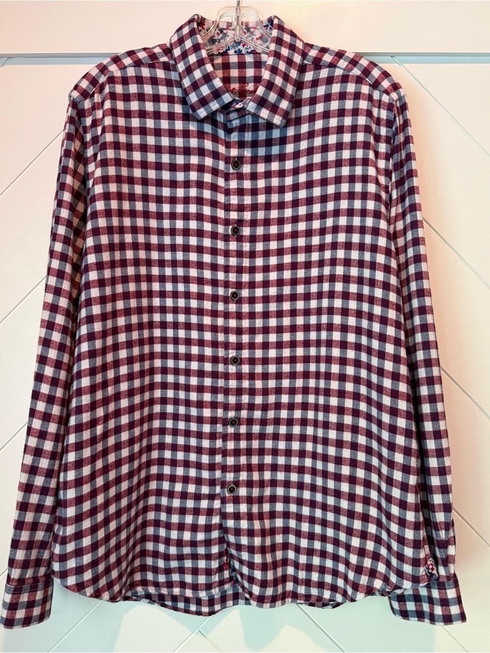 Robert Graham Men's Burgundy and White Check Button-Down Shirt